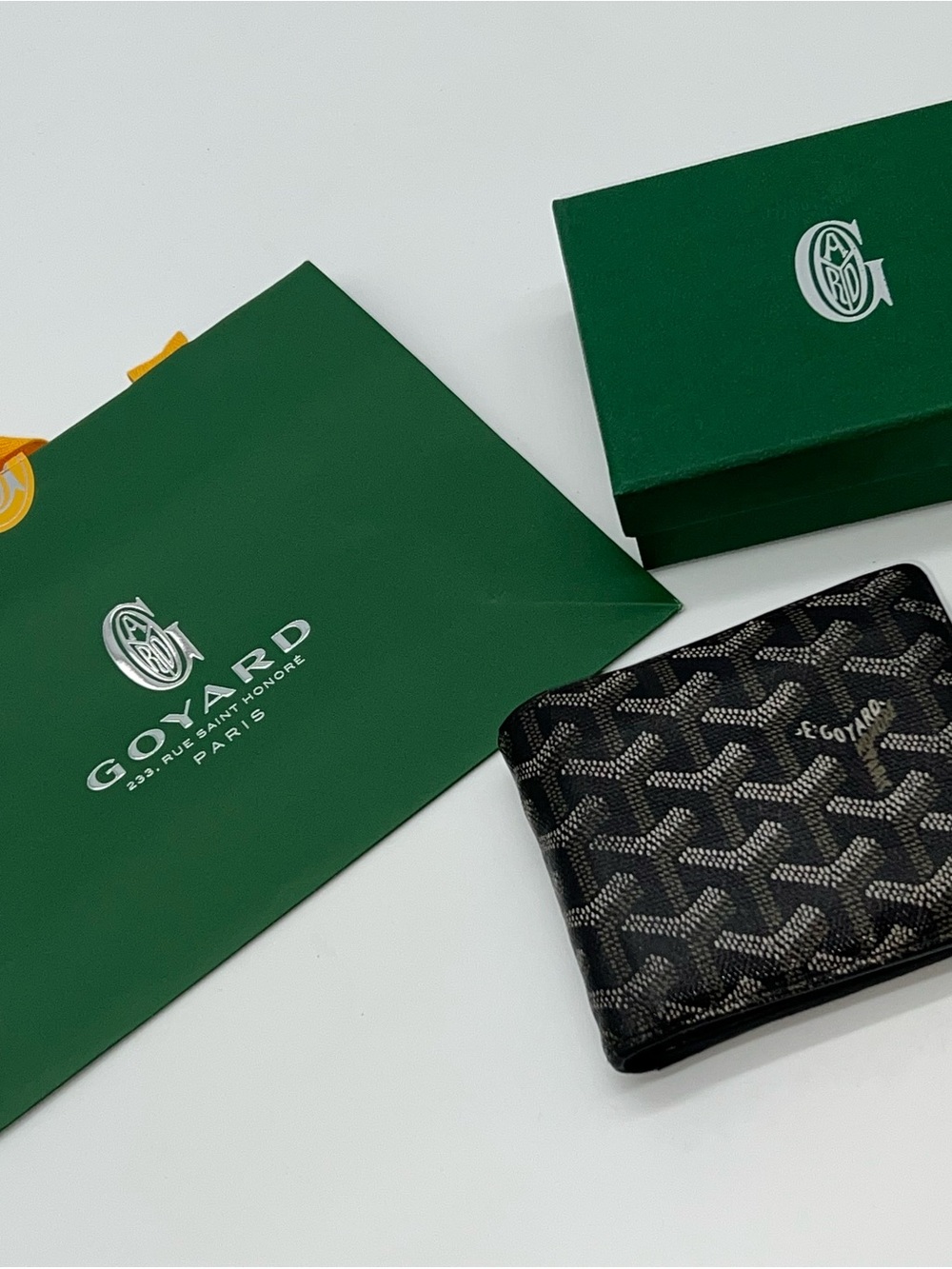 Goyard Black Leather Goyardine Saint Florentin Bifold Multi-Compartment Wallet